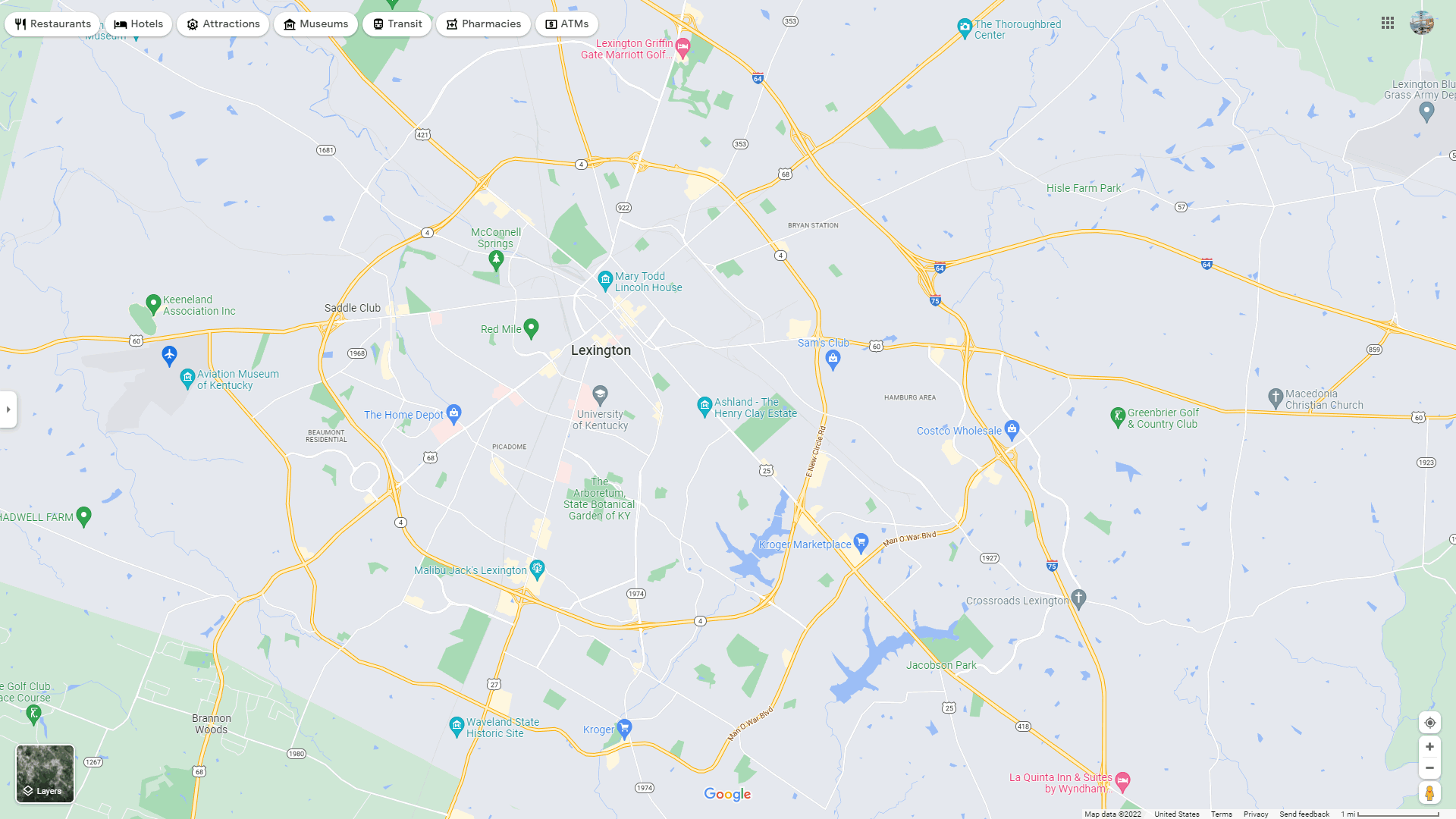 Lexington Fayette map